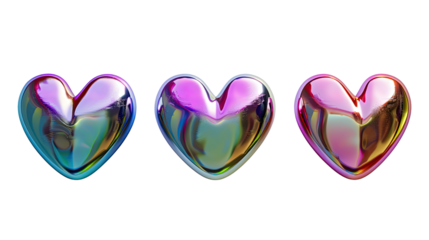 iridescent heart shape transparent background