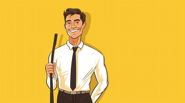 Smiling Man with Cue Stick