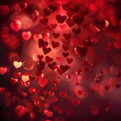 romantic heartshaped bokeh lights on deep red background soft focus creates dreamy atmosphere for valentines day concept love and passion visual metaphor