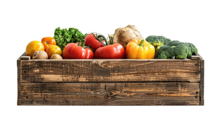 Crate with vegetables transparent background