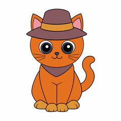 Playful cat in a witch's hat inside a carved pumpkin with Halloween decorations in a fun vector illustration for Cat Day