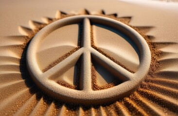 peace symbol on sand