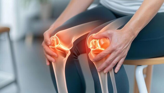 Woman suffers from pain in knee injury, tendon problems from a workout and osteoarthritis and articular inflammation, Woman suffering from pain in knee
