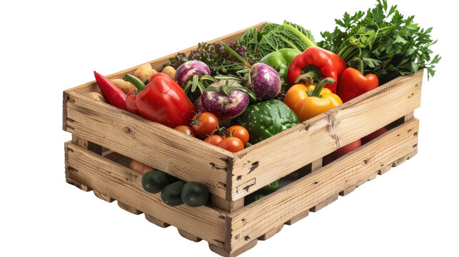 Crate with vegetables transparent background