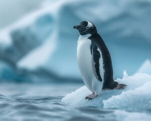 Fototapeta premium Antarctica, icebergs, penguins, sea