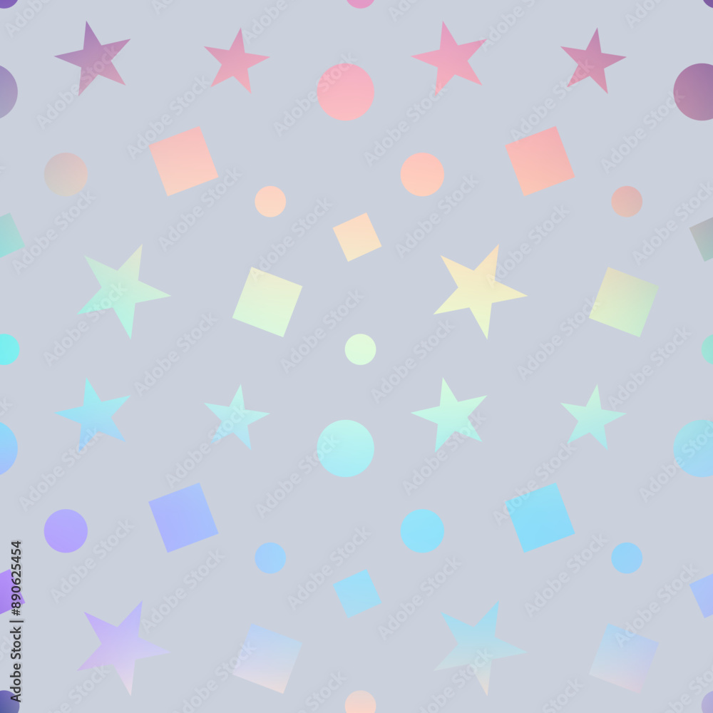 Aufkleber holography shapes. seamless pattern. metallic iridescent stars. foil geometric icons. gradient squar