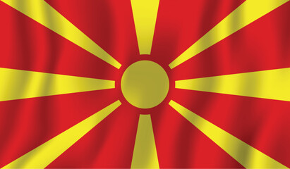 Realistic North Macedonia national flag perfect color, scale, and proportion.