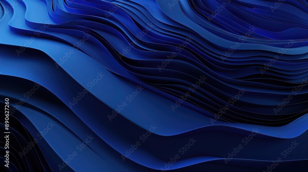 Aufkleber mesmerizing 3d abstract background with layers of navy and royal blue, using transparent and semi-tr
