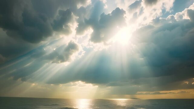 Biblical scene with Jesus Christ in the sky over a field. Concept of faith, religion, belief, and God.