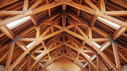 Exposed Wooden Truss Roof Structure