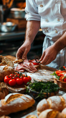 chef preparing sandwiches