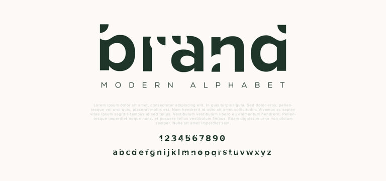 Brand Modern abstract digital alphabet font. Minimal technology typography, Creative urban sport fashion futuristic font and with numbers. vector illustration