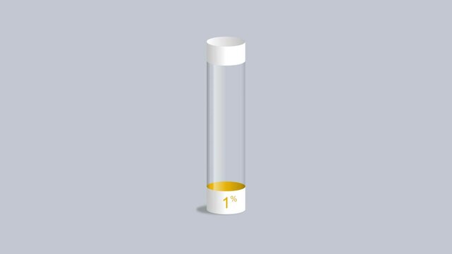 Animation showing color change filling of glass tube at 25% intervals