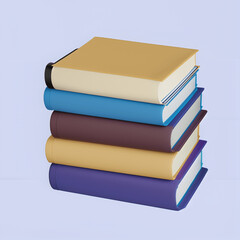 3D books cartoon and icon. Open and closed notepad and magazine, study of encyclopedias or dictionaries, read stories or learned material from school. stack of textbooks. Isolated images.