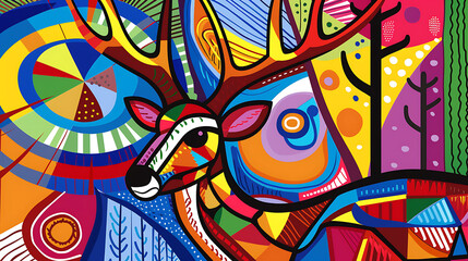 Obraz premium Abstract deer design, wallpaper, beautiful wild animals and prey for predators