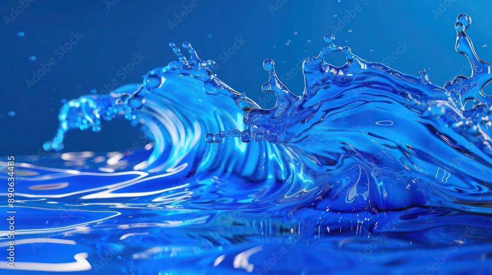Aufkleber vivid blue 3d abstract background with dynamic liquid splashes and flowing water patterns