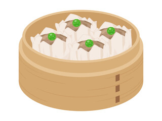 せいろに入った焼売のイラスト