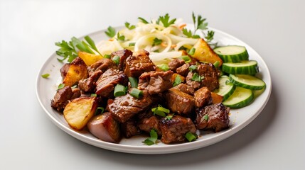 Savory Beef Stir-Fry Dish with Fresh Vegetables Served on a Plate