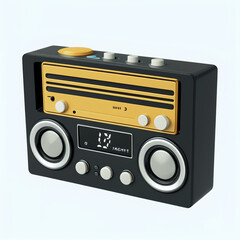 Fototapeta premium Retro radio. Modern radio. Set of 3d cartoon cute radios. Isolated Clipart. 