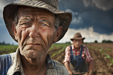 Fototapeta premium Agriculture. Farmers are planting in the field. Garden nature, fertile soil ecology.