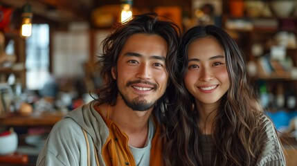笑顔の日本人夫婦