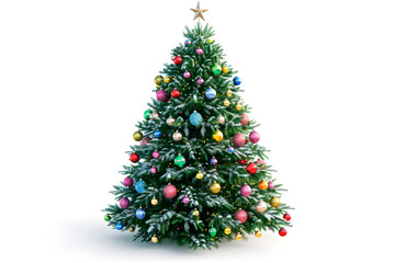 Detailed realistic depiction of a Christmas tree on white background
