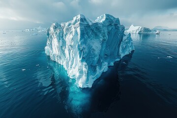 iceberg in polar regions, blue sky, clear sea water