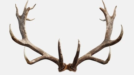 A detailed pair of antlers with a natural texture showcased against a light background, perfect for nature-themed designs or wildlife decor, emphasizing the antlers’ intricate beauty.