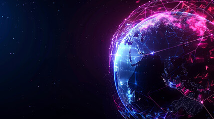 Obraz premium background digital earth and connected line for internet or networking