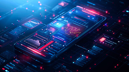 Obraz premium background digital isometric of UI UX