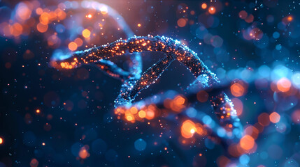 background digital of double helix on dark background