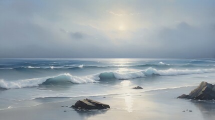 beauty landscape view of quiet ocean with waves
