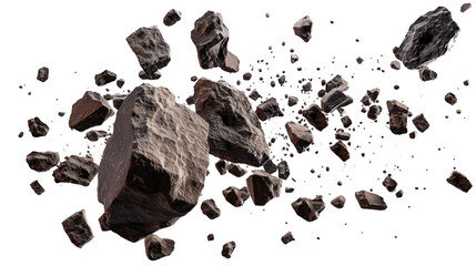 Black rocks on transparent background or PNG file.