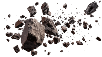 Black rocks on transparent background or PNG file.