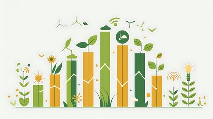 Green and Yellow Growth Chart with Eco-Friendly Icons