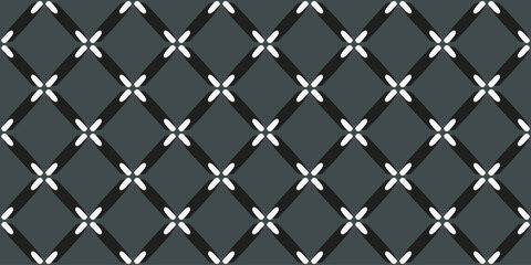 Square line shape pattern stylish black white grey background seamless vector graphic. Abstract lineal tiles minimal geometric design fabric, textile, wallpaper. Easy to recolor all over print block.