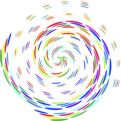 gradient swirling spiral of various colored dots, speed concept