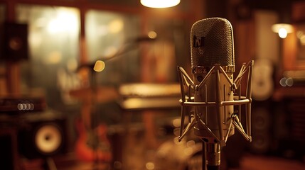 Professional Microphone in a Recording Studio