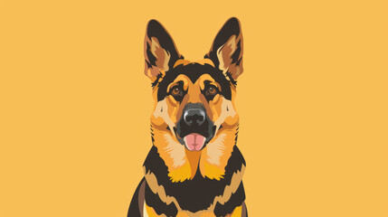 German shepherd or alsatian dog in flat vector art cartoon style illustration