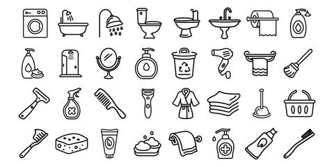 Bathroom icons set. vector illustration.