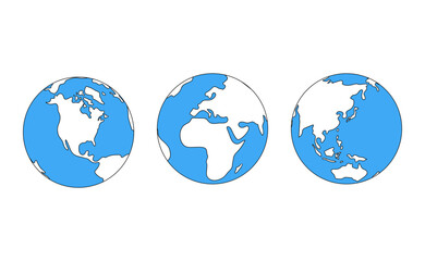 world map globe outline, linear doodle illustration