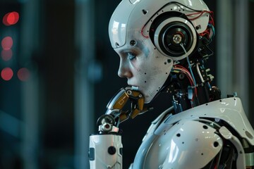 Fototapeta premium Close-up of a humanoid robot close up