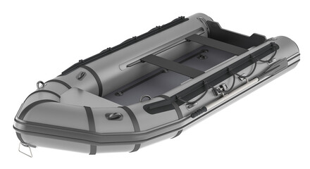 Grey Inflatable Boat, 3D rendering isolated on transparent background