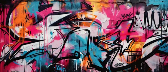 bright street graffiti on the wall, street art
