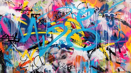 bright street graffiti on the wall, street art
