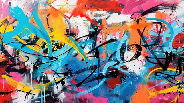 Fototapeta bright street graffiti on the wall, street art
