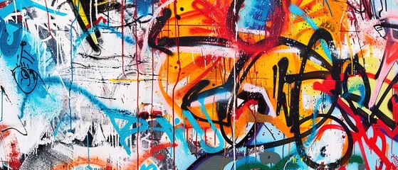 bright street graffiti on the wall, street art