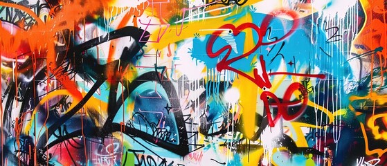 bright street graffiti on the wall, street art