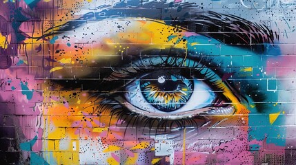 bright street graffiti on the wall, street art