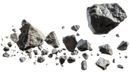 Black rocks on transparent background or PNG file.